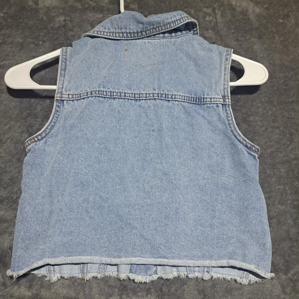 Levi Girls Denim Vest and Mini Mom Shorts Set Blue Cactus Desert Boho Western